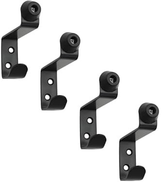 GEFONG Türstopper Edelstahl mit Garderoben-Haken Tiefe 76 mm Türhaken Wand-Türpuffer Gummi-Puffer für Wandmontage Holz Zimmertüren Wandschützer Türpuffer Schwarz 4 Stück