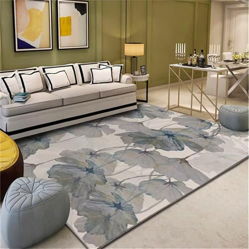 RUGMRZ Alfombras Antideslizantes Alfombras para Terrazas Borroso diseño de patrón de Pintura de Tinta Gris-Azul Sala de Estar decoración del hogar Resistente al Desgaste Alfombra Bebé 200X300CM