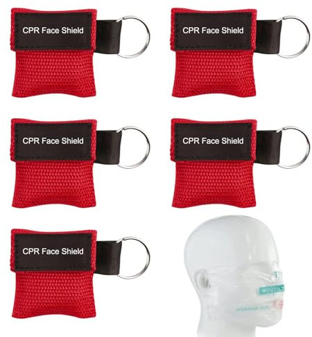 5 Stück Beatmungsmaske Erste Hilfe,Beatmungsmaske Schlüsselanhänger,Cpr Maske Face Shield,Beatmungstuch Schlüsselanhänger,Beatmungsmaske Mit Rückschlagventil Und Beatmungstuch,Für Auto & Unterwegs