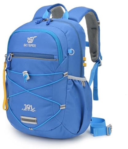 SKYSPER Rucksack Kinder für Jungen Mädchen ab 6-10 Jährige 18L Kinderrucksack Wanderrucksack Kinder mit Brustgurt für Schule Outdoor Reise,Blau
