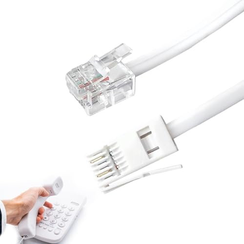 klahh Telefonkabel, BT-Telefon auf RJ11-Kabel, 3 m, Telefonkabel, 2-poliger Draht, 6P2C BT-Stecker auf RJ11-Stecker, Breitbandkabel, weißes Telefon-Verlängerungskabel für UK-Festnetz, ADSL-Fax-Modem