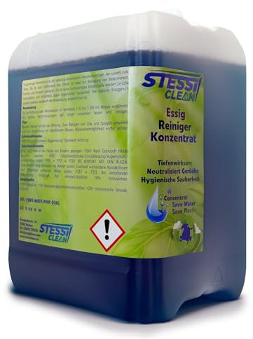 StessiClean Essigreiniger Konzentrat | 10 Liter | 1:100 | Küchenreiniger | Universalreiniger | Allzweckreiniger | Gastro | Sanitär | Entkalker | Badreiniger | Fensterreinigung