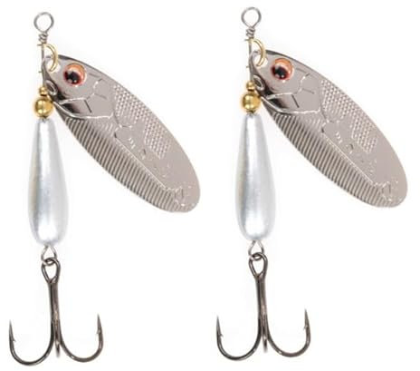 Cucharilla de Pesca Evia Popper Modelo 15 Numero 3 Color Plata 15 Gramos con Anzuelo Triple con Muerte (2 Piezas) [H15M3PZ]