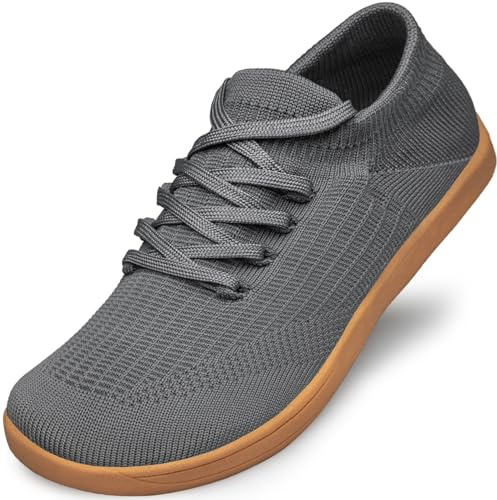 Raoendis Wide Barefoot Shoes Women Wide Toe Box Trainers, Barefoot Trail Running Shoes Zero Drop Sneakers Minimalist Comfortable Sport Dark Grey Size 5.5