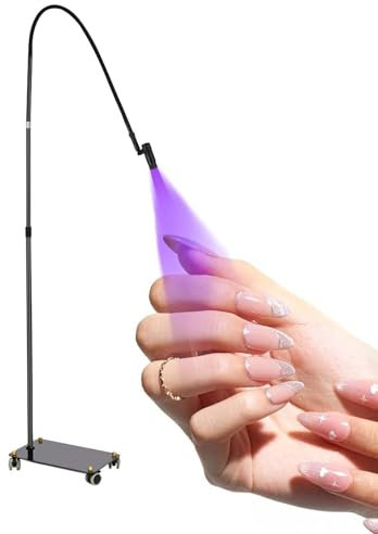5W LED Eyelash Extensions Nail Tech Glue Lamp - Foot Pedal Control, Glue Cured in 2-3 Seconds - Adjustable Spot Size, Three Colors Adjustable - Salon Manicure Dryer Curing Light,Black