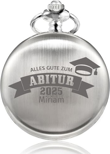 TREEWETO Personalisiert Graviert Taschenuhr mit Gravur Kette Herren Geschenk für Herren Söhne Tochter Freund Abschiedsgeschenk Quarz Taschenuhren