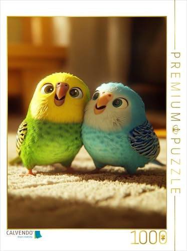 Puzzle · Zwei, die Sich mögen - Wellensittiche | 1000 Teile · Lege-Größe 64 × 48 cm · CALVENDO Puzzle