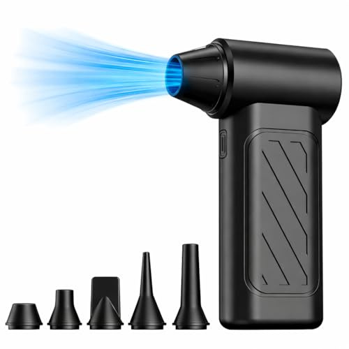 YAMOSO Electric Air Duster, 4-Stufig 150000 U/min Elektrische Staubgebläse, Wiederaufladbare Akku, 5 praktische Düsen, USB Wiederaufladbar PC Reinigungsset für Laptop,Tastatur, Auto(ABS)