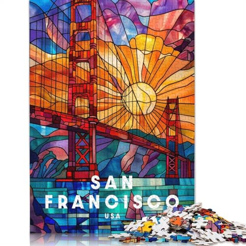 1000-teiliges Puzzle mit San Francisco-Poster für Erwachsene, aus Pappe, Erwachsene, 38 x 26 cm / 1000 Teile