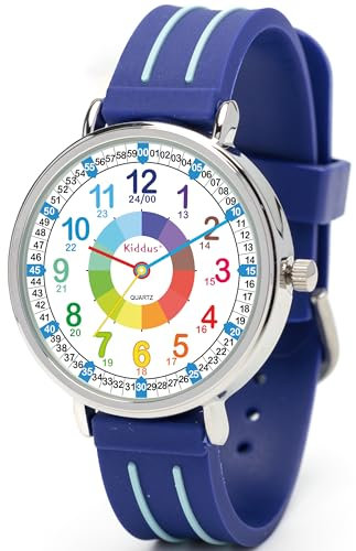 Kiddus Lernuhr für Kinder, Analoge Armbanduhr für Jungen und Mädchen ab 5 Jahren, 3ATM und 5ATM, Erste Uhr mit Stunden und Minuten, Lernspielzeug Geschenk für Kinder