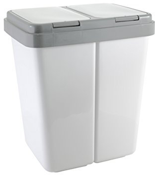 Ribelli Poubelle Double Automatique Poubelle Duo en Plastique avec Couvercle env. 2 x 25 L Gris