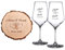 Casa Vivente - Coffret Cadeau - 2 Verres à vin Blanc et Tranche de Tronc d'arbre avec Gravure - Personnalisé avec [Noms] et [Date] - Motif Coeurs - Idée adeau pour Couple - Cadeau de Mariage