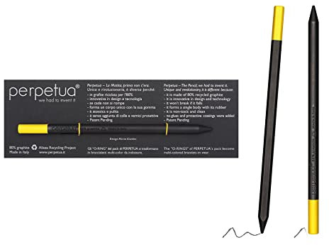Perpetua Matite HB Ergonomiche in Grafite Ricilata e Gomma Colorata, Idea Regalo Ecologico, Lapis hb Disegno Professionale, Artistico e per Scrivere, Matita Quasi Infinita, Gadget Utili Compleanno