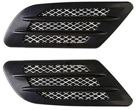 SCHWARZ - Dekorative selbstklebend 2er Set Air Flow Fender left Lufteinlass Gitter Vent Dekoration Aufkleber Sport style tuning Lufthutze Motorhaube Abdeckung INION®
