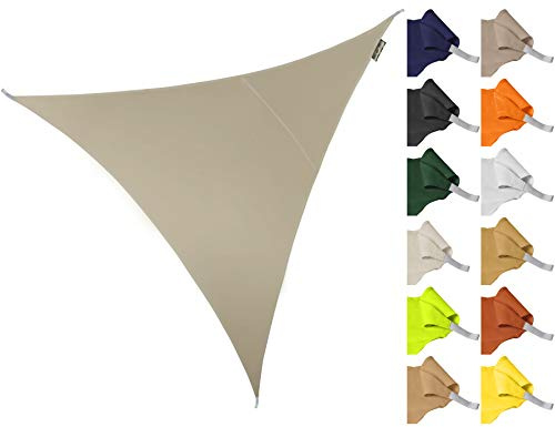 Kookaburra 3.6m Triangle Water Resistant Garden Patio Sun Shade Sail Canopy 96.5% UV Block with Free Rope (Mushroom)