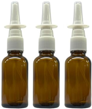 ADVANCED ASCENT Amber Glass 1 oz Nasal Sprayer! EMPTY, Refillable, Travel Sized, Quality Glass for Saline Applications!, Amber, 3 Count (Pack of 1)