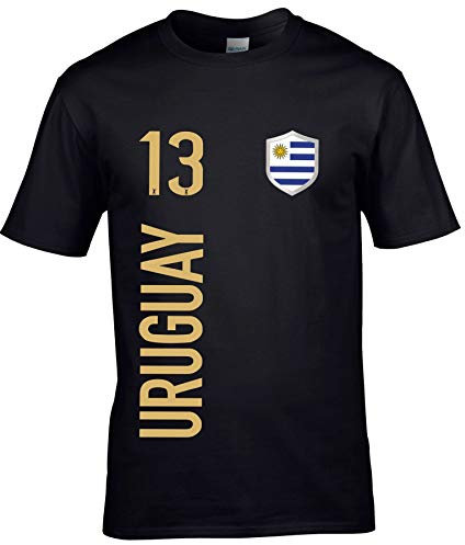FanShirts4u Herren Fan-Shirt Jersey Trikot - Uruguay - T-Shirt inkl. Druck Wunschname & Nummer WM (XL, Uruguay/schwarz)