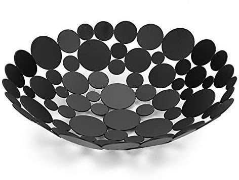 SUMNACON Countertop Fruits Holder Basket Metal Fruit Storage Bowl Kitchen & Dinning Table Fruit Display Basket Bowl Bread Vegetable Storage Stand Holder, Black