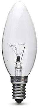 10 x 25 Watt Clear Light Bulbs Candle Lamps - SES E14 Small Edison Screw Base-240V