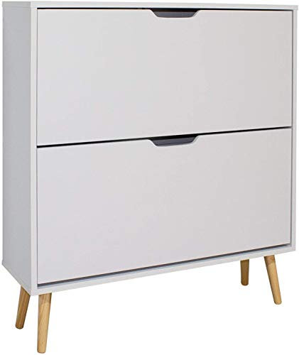 Mobelcenter - Mueble Zapatero Nórdico 2 Puertas - Armario Zapatero 2 Puertas Color Blanco - Capacidad para 14 Pares de Zapatos - Medidas: Ancho: 80 cm x Fondo: 23.5 cm x Alto: 91 cm - (0848)