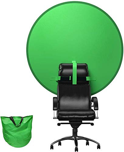 MZXI 4.7Ft Green Screen, 100% Polyester Dual-Sided Chromakey Green Screen Pop Up Background for Chair with Carrying Bag, Portable Collapsible Backdrop for Zoom, Gaming, Video, YouTube