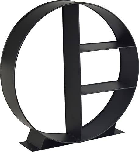 Free Standing Round Heavy Duty Black Metal Fireplace Log Holder Rack Shelf