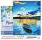 Figured'Art Peinture par Numéro Adulte avec Cadre Barque et Lever de Soleil - Activité Manuelle Kit de Loisir Créatif DIY Numéro d'art Complet - 40x50cm Toile tendue sur châssis