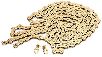 RiToEasysports 12-Gang-Fahrradkette, 126 Glieder Carbonstahl-Fahrradkette Fahrradkette Ersatz-Kit für Mountainbike-Rennrad(Titangold) Fahrradzubehör Fahrt
