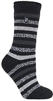 HEAT HOLDERS SOCKSHOP Damen 2.3 TOG Gemustert Thermische Socken Packung 1 Rosenholzstreifen Schwarz 37-42