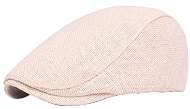 Flache Schirmmütze, Newsboy-Hut aus Leinen, Vintage, verstellbar, für Outdoor, Reisen, Baskenmütze für Damen und Herren, beige, One size