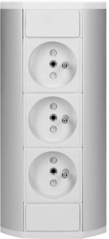 Orno GM-9001/W-G Multiprise Angle Prise de Meuble ou de Bureau 3x2P+T Bloc Multiprise Parfait pour Les Vitrines Prise Plan de Travail Cuisine (Blanc et Argent)