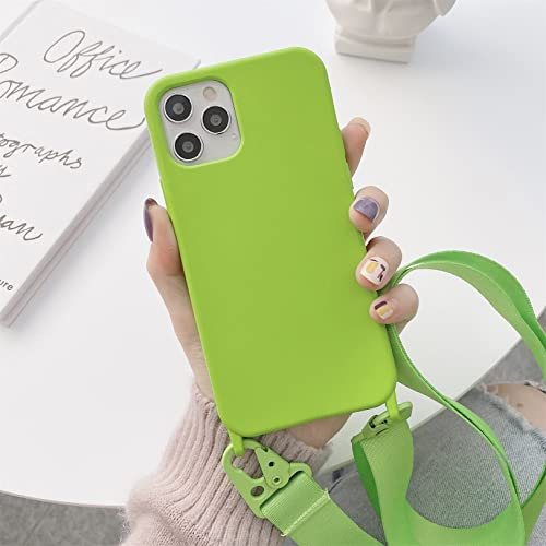Emlivi Mobile Phone Lanyard Case Compatible with iPhone 13 Pro, Smartphone Necklace Silicone TPU Cover with Strap, Crossbody Phone Case, Protective Case with Strap for iPhone 13 Pro, Green