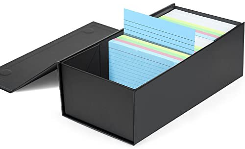 3x5 Index Card Holder Card File Box Organizer, Hold 1200 3x5-Inch Flash Cards 1 Pack Black