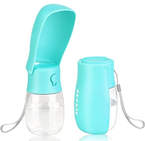 JOPHEK 300ML Bouteille d'eau pour Chien Chat, Distributeur d'eau Portable Gourde avec Bouton Lock et Filtre à Charbon Actif Convient pour Le Camping Le Randonnée