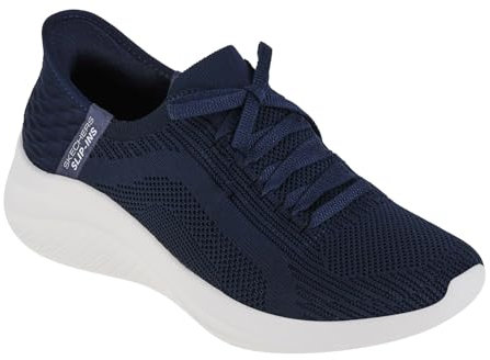 Skechers Damen Ultra Flex 3.0-Brilliant Path Sneakers,Sports Shoes, Marineblauer Strick Mintbesatz, 36.5 EU