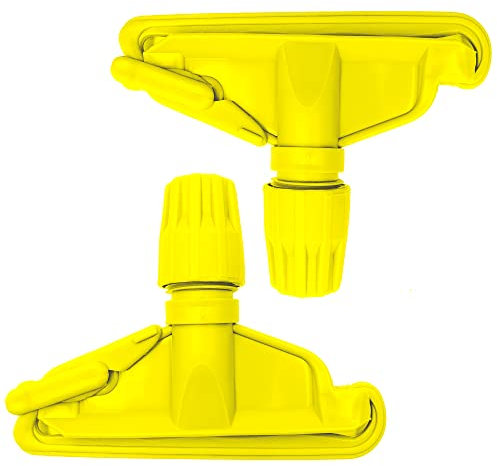 Kentucky Mop Head Clip Colour Coded, Pack of 2 Plastic Kentucky Mop Clip for Secured Attachment Between Mop Heads Replacement and Kentucky Mop Handle (Yellow)