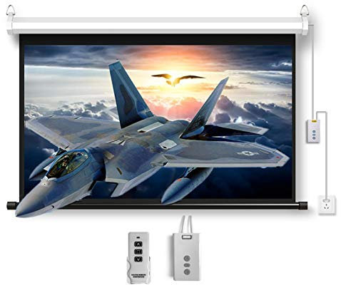 Projection Screen Motorized with Remote Control, Projection Screen 60 inch Electric Drop Down, Film Screens for Wall or Ceiling (4:3 White Visible Area: 116×87cm)