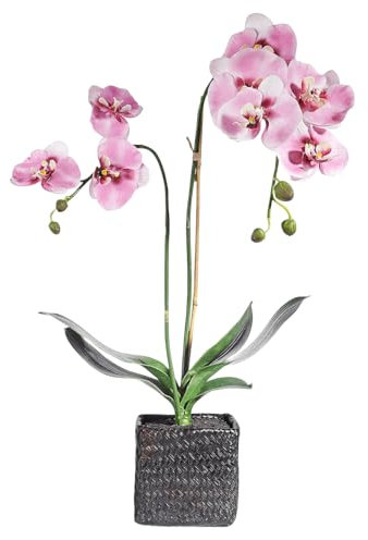 Deko Orchidee im Topf rosa 80 cm Deko-Orchidee Kunstblume Kunst-Orchidee Kunstpflanze mit 7 Blüten