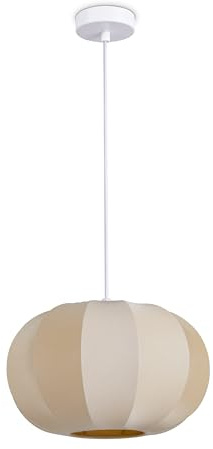 Paco Home Hängelampe Pendellampe Pendelleuchte Wohnzimmer Schlafzimmer Esszimmer Modern Lampenschirm Nylon Uni E27, Lampenart:Pendelleuchte - Typ 1, Farbe:Beige