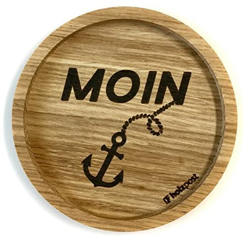 Holzpost - BD119 - Untersetzer aus Eiche - graviert und geölt - d=11,2cm, Moin, Innendurchmesser 10cm, Höhe 1,8cm