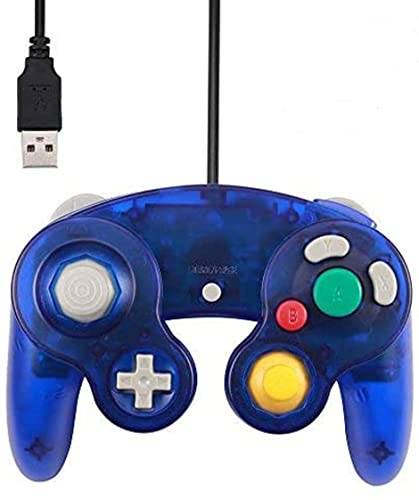 Arrocent Controller GC, di ricambio per controller Gamecube, compatibile con controller USB cablato Game Cube Controller/PC Windows 7 8 10 (ClearBlue)