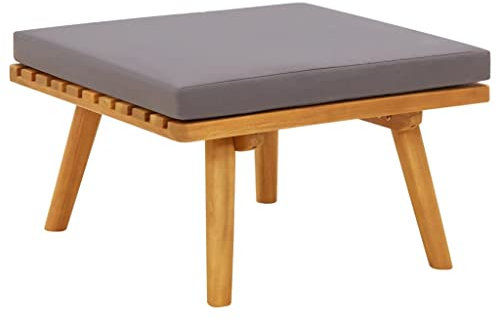 FIRBNUS Repose-pieds avec coussin, 60 x 60 x 29 cm, en bois d'acacia massif, meubles de jardin, salon, canapé, extérieur, balcon, tabouret de jardin, résistant aux intempéries, pour pieds surélevés