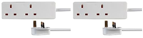 PRO ELEC PELB1912 2 Gang Extension Lead 1m, White (Pack of 2)