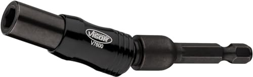 VIGOR Bithalter, mit Gelenk, V7600, 1/4″, 1/4″, 88 mm, 20° Schwenkwinkel | Antrieb 1/4 Zoll (6,3 mm) Sechskant massiv, Abtrieb 1/4 Zoll (6,3 mm) Sechskant hohl, Ø Abtrieb 15 mm, Länge l2 88 mm, 58 g