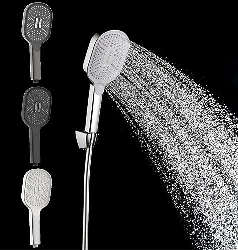 SANILO Duschkopf mit 174 Anti-Kalk-Noppen, Handbrause, Regenduschkopf, 3 Strahlarten, hochwertig & modern (Weiß)
