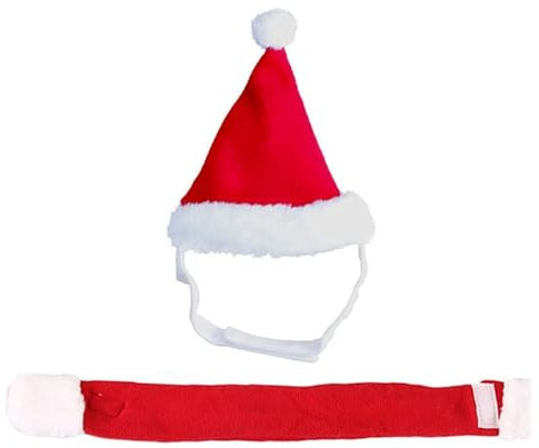 Weihnachtsmann-Mütze Und Schal Für Hunde, Weihnachts-Katze-Hunde-Outfits, Verstellbare Weihnachtsmann-Mütze Für Haustiere, Weihnachtsparty-Kostüm Für Katze, Hund, Kaninchen(M)