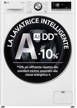 LG F2R7S09TSWC - Lavatrice Slim da 9 kg, 1200 giri, Inverter, Classe energetica A