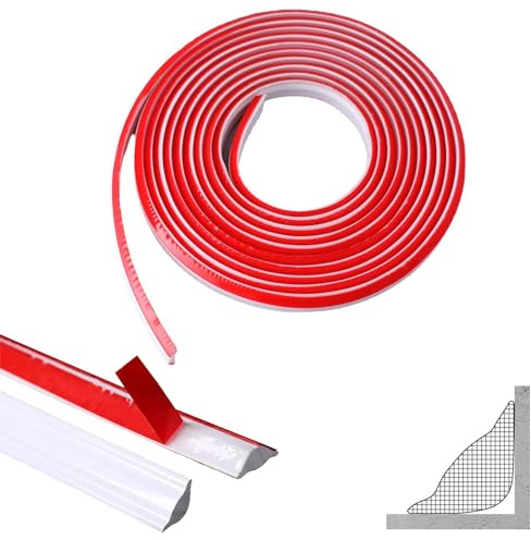 Moulures Flexibles Auto-adhésives, Plinthe Souple Autoadhésive, Quart de Rond en TPE Autoadhésive de Moulure, Blanc Bandeau de Finition de Cuisine pour Moulure Plafond, Bords de Murs (10M,12mm*9mm)