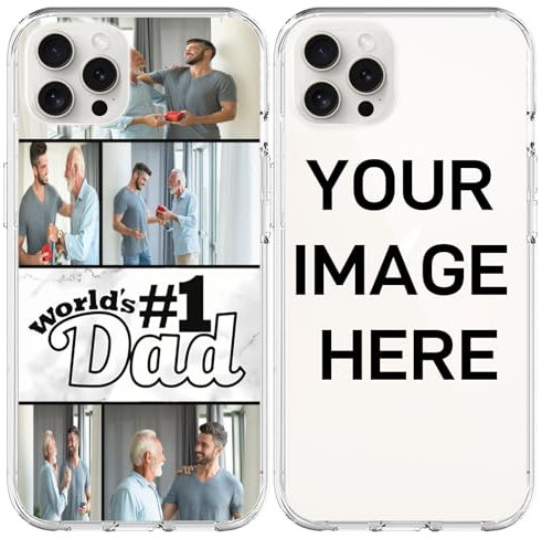 for Dad from Daughter Son Custom Phone Case for iPhone 12 Protector Cover,Custom Photo Text for iPhone 15 Case Anime iPhone 14 Phone