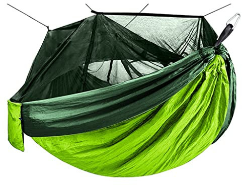 MaGiLL Outdoor-Moskitonetz, Camping-Hängematte, 1–2 Personen, Fallschirm-Picknick-Hängematte, tragbar, zum Aufhängen, Schlafen, Schaukel, Hängematte (Farbe: Vert) (Vert)